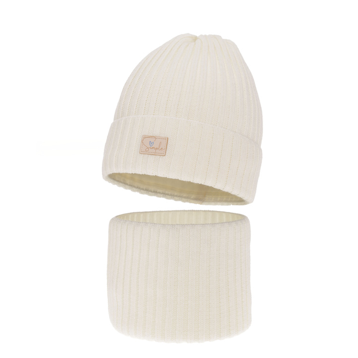Set invernale bambina: berretto e scaldacollo, crema, Tampa