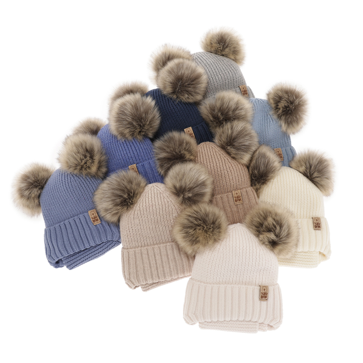 Set invernale bambino: berretto e scaldacollo, blu, 100% Lana Merino, con lacci, Konor