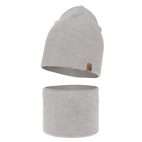 Set autunno/primavera bambino: berretto e scaldacollo, grigio chiaro, 100% Lana Merino, Richi