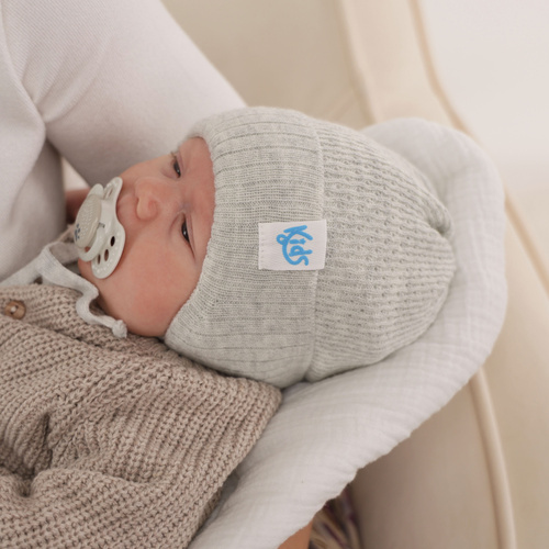 Berretto autunno/primavera bambino, azzurro, con lacci, Galvani