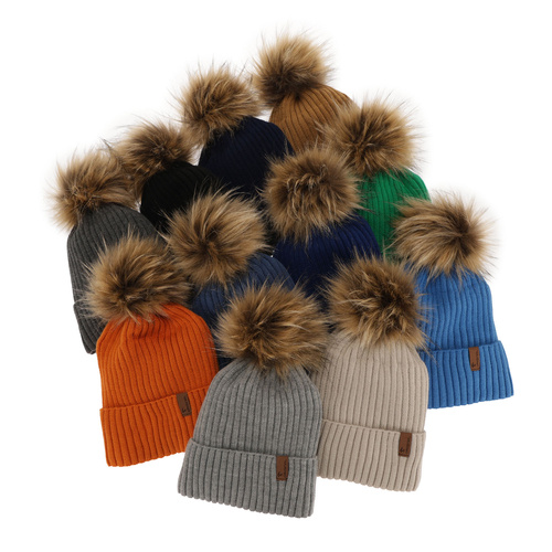 Set invernale bambino: berretto e scaldacollo, grigio, con pompon, Onyks