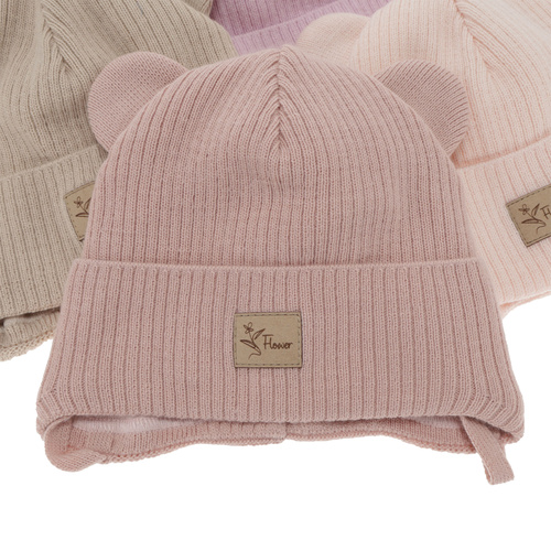 Berretto autunno/primavera bambina, beige, con lacci, Djona