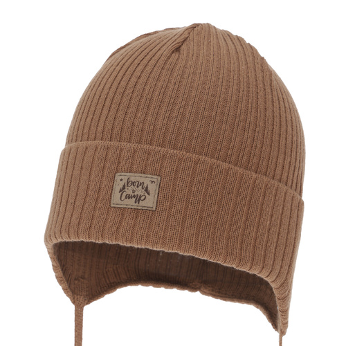 Berretto autunno/primavera bambino, camel, con lacci, con cotone, Fenris