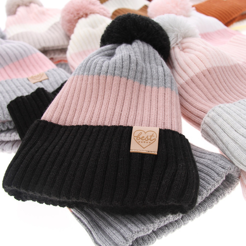 Set invernale bambina: berretto e scaldacollo, marrone, con pompon, Indiana