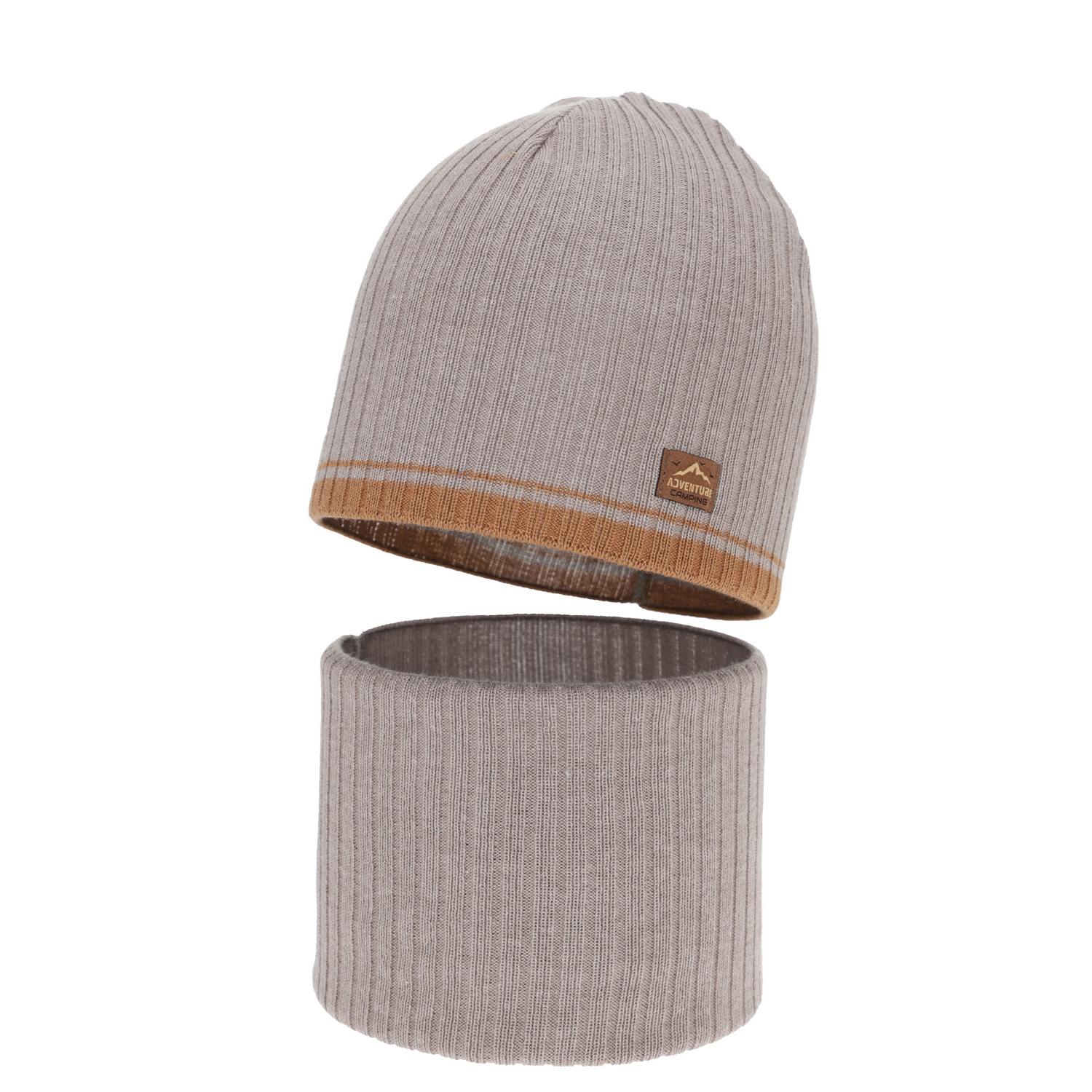 Set autunno/primavera bambino: berretto e scaldacollo, beżowy, con cotone, Eirik