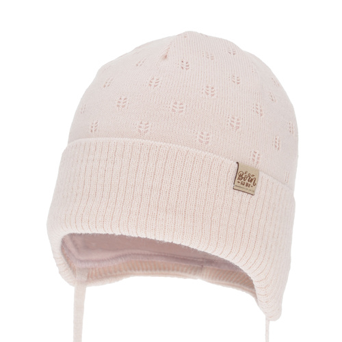 Berretto autunno/primavera bambina, beige, con lacci, Froya