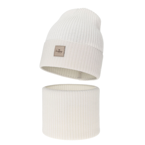 Set autunno/primavera bambina: berretto e scaldacollo, bianco, 100% Lana Merino, Vanita