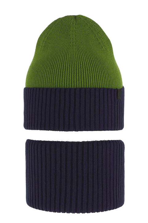 Set autunno/primavera bambino: berretto e scaldacollo, con cotone, blu scuro, Tauros