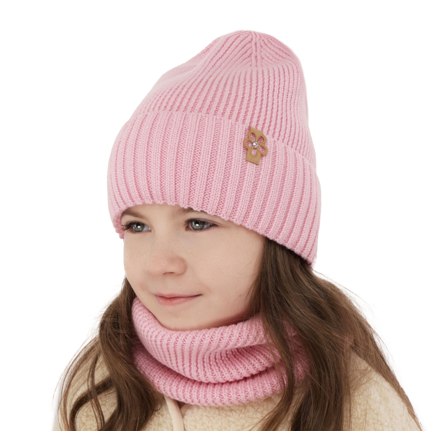 Set invernale bambina: berretto e scaldacollo, crema, 100% Lana Merino, Nelita