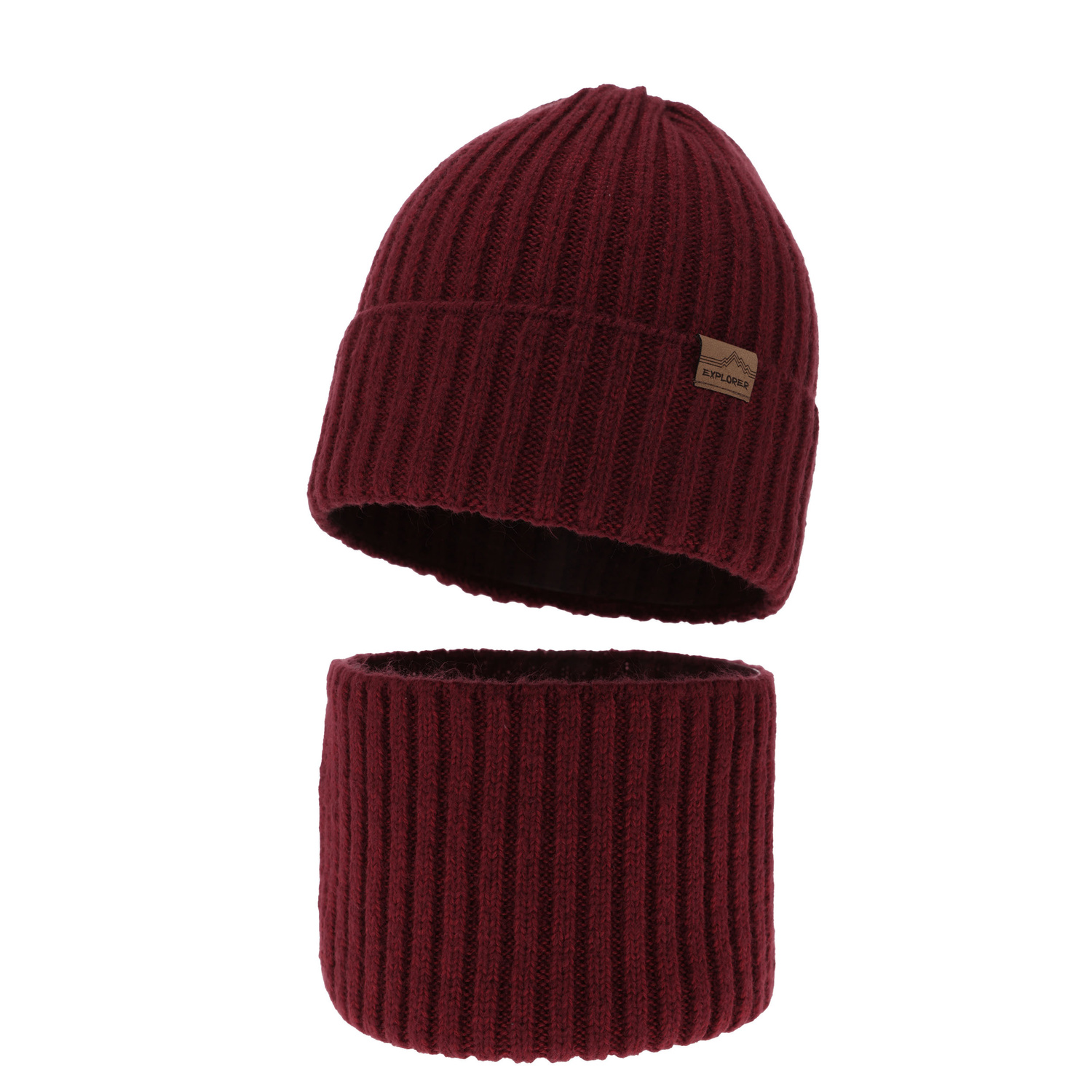 Set invernale bambino: berretto e scaldacollo, bordo, 100% Lana Merino, Karmin