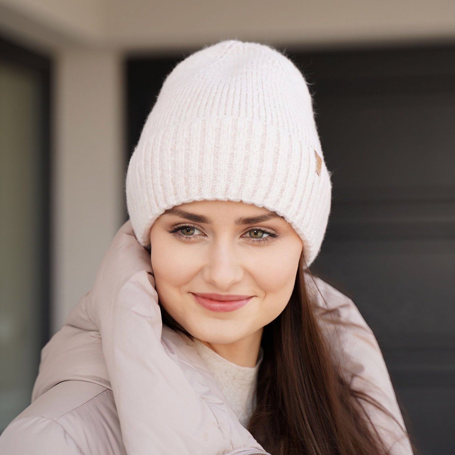 Berretto invernale donna, marrone, 100% Lana Merino, Alvara