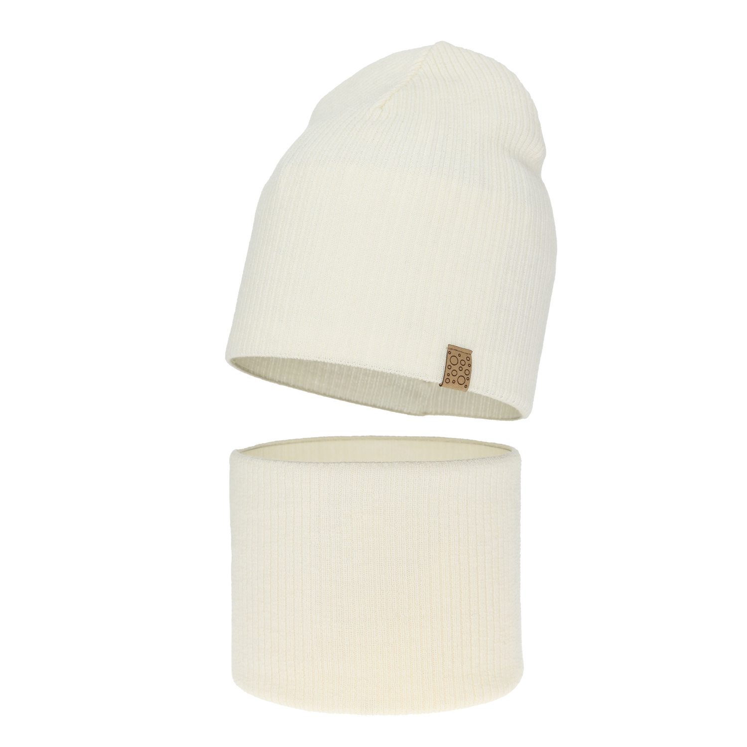 Set autunno/primavera bambina: berretto e scaldacollo, crema, 100% Lana Merino, Ricona