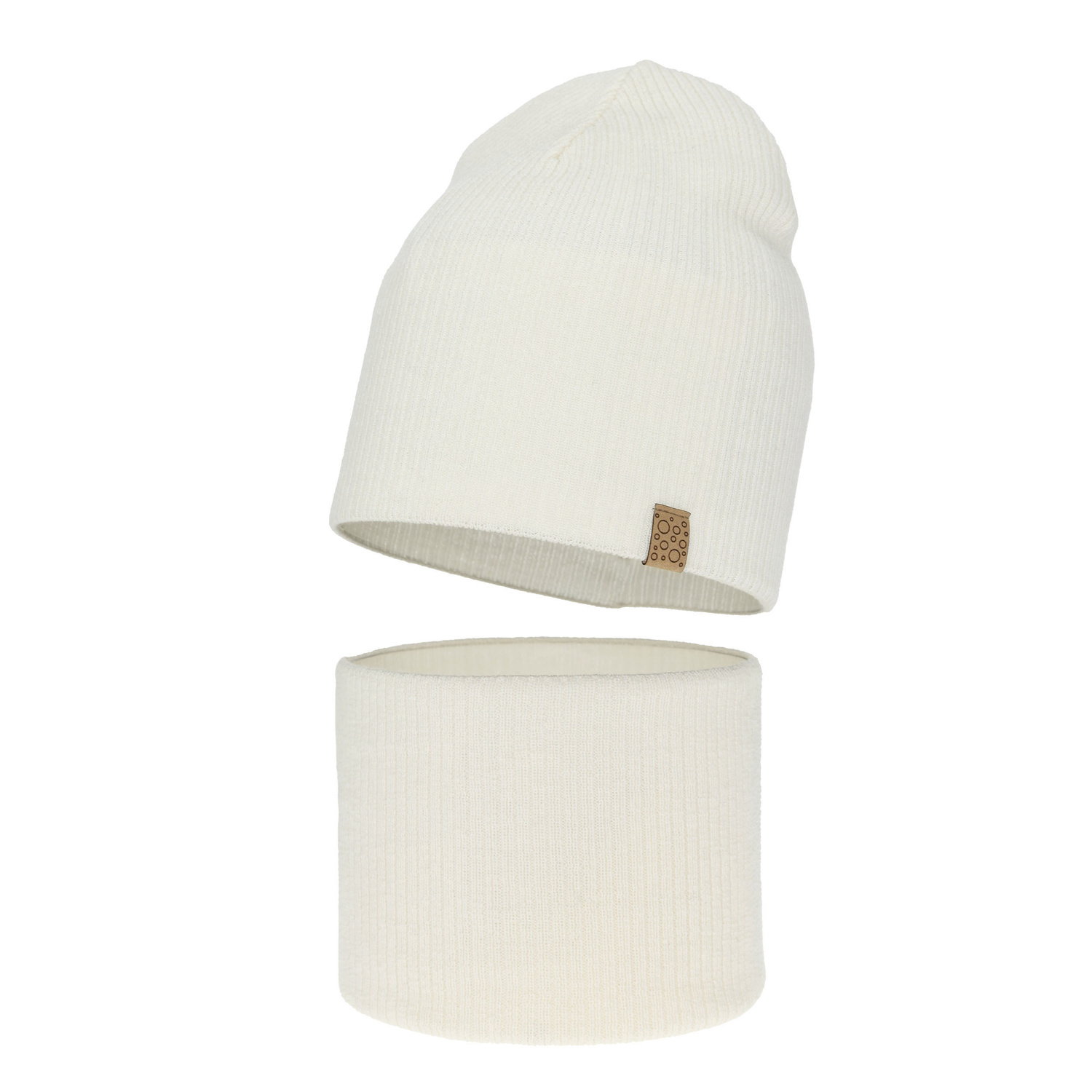 Set autunno/primavera bambina: berretto e scaldacollo, bianco, 100% Lana Merino, Ricona