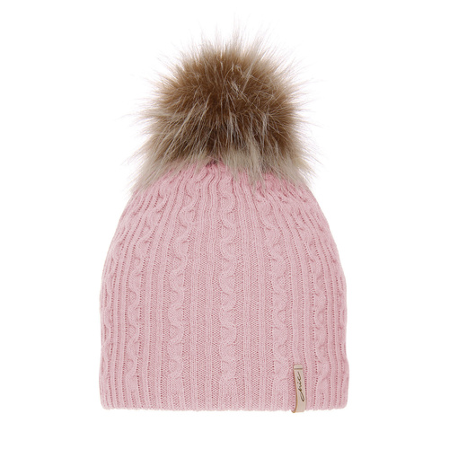 Berretto invernale donna, rosa, con pompon, Xena