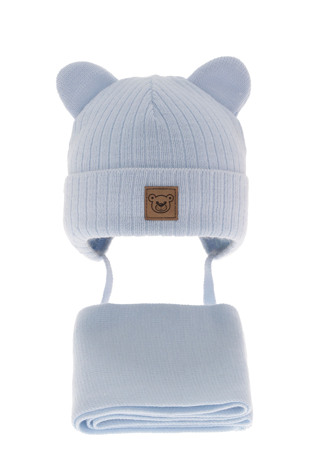 Set invernale bambino: berretto e sciarpa, azzurro, con lacci, Anthony