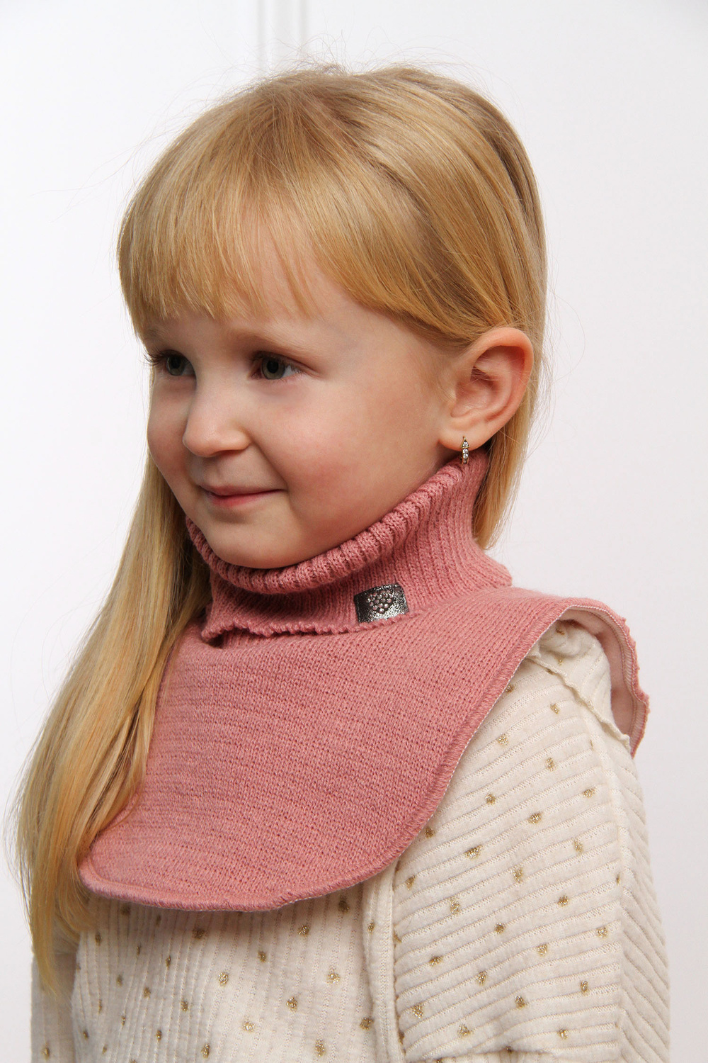 Scaldacollo con coprispalle invernale bambina foderato in pile, rosa chiaro, Rafa