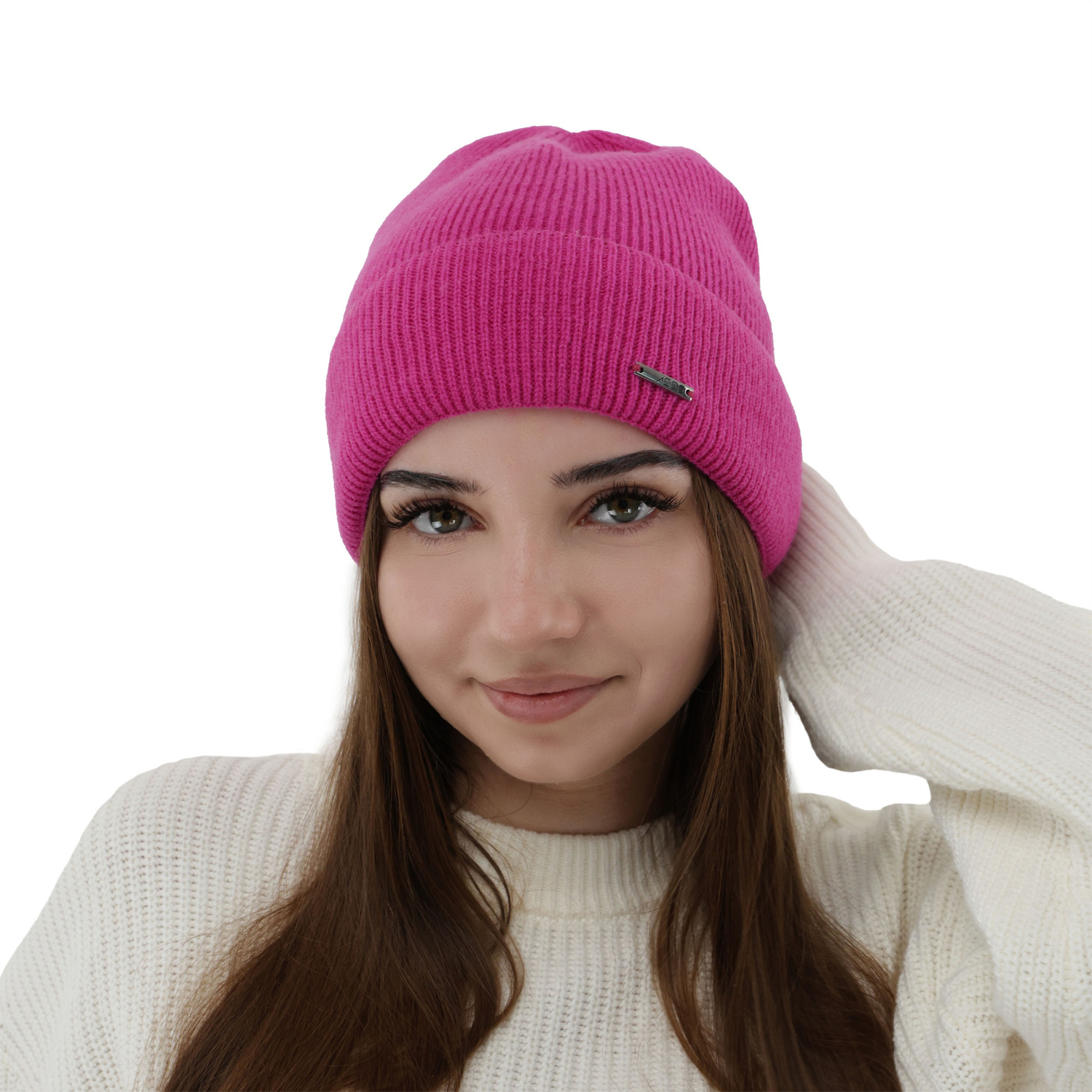 Berretto autunno/inverno donna, viola, lana merino con cashmere, Sindra