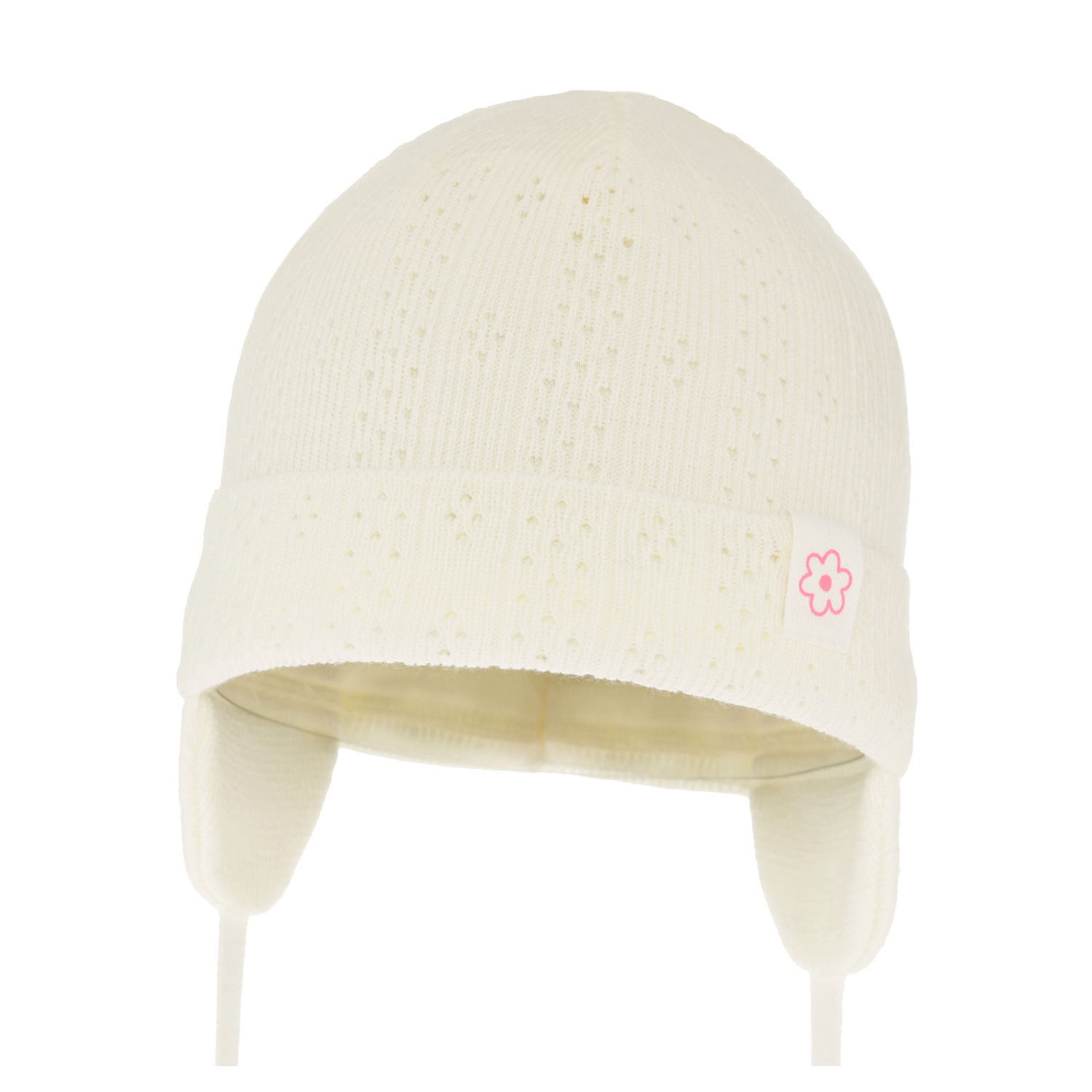 Berretto autunno/primavera bambina, crema, con lacci, Lucrezia