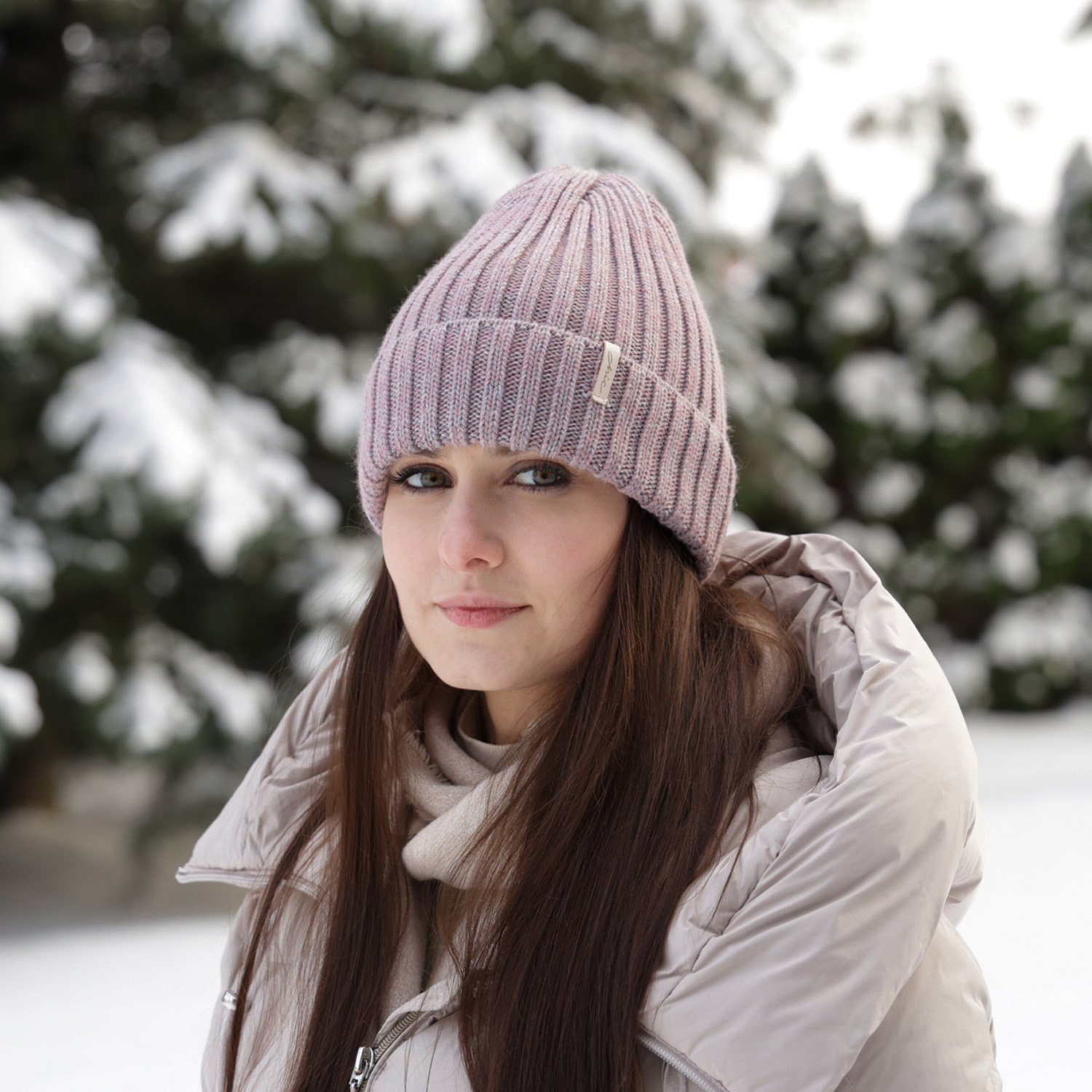 Berretto invernale donna, rosa, 100% Lana Merino, Missi