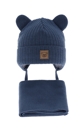 Set invernale bambino: berretto e sciarpa, blu, con lacci, Anthony