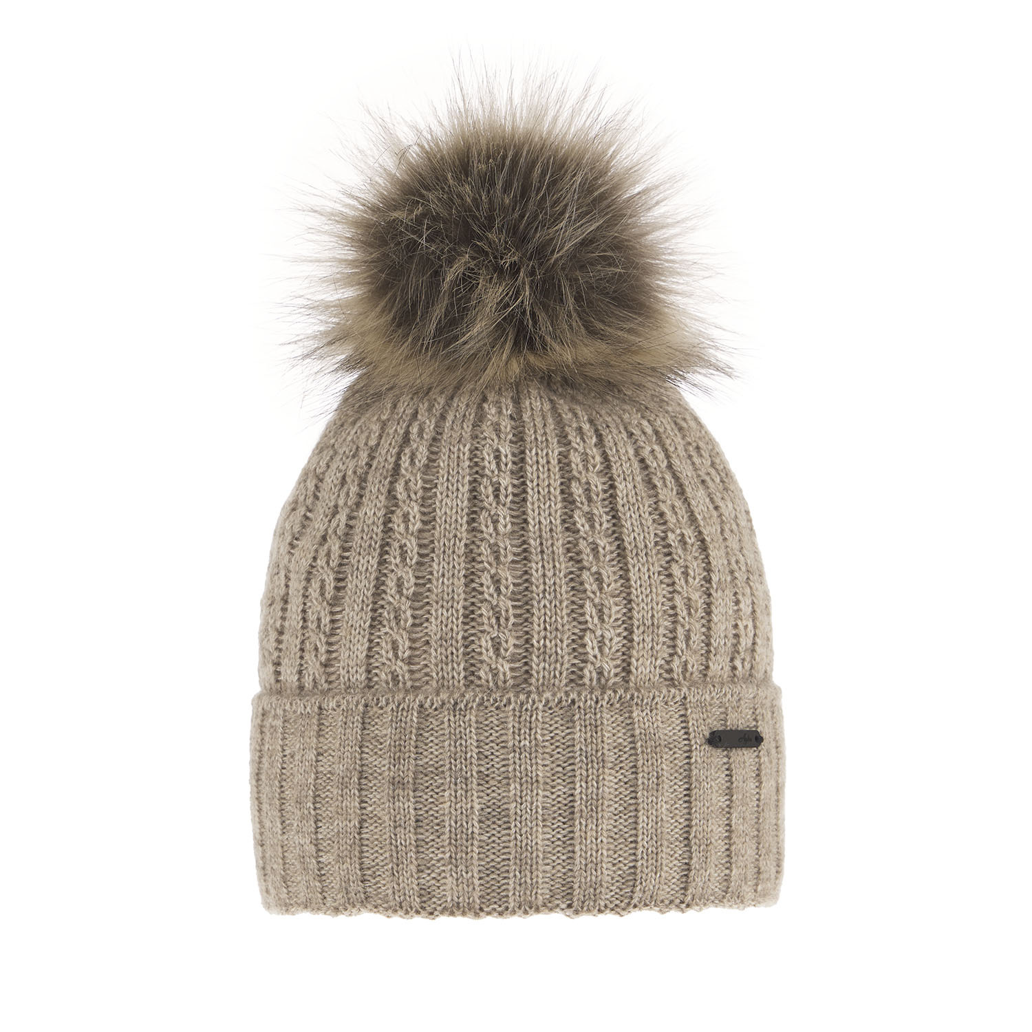Berretto invernale donna, beige, con pompon, Karizma