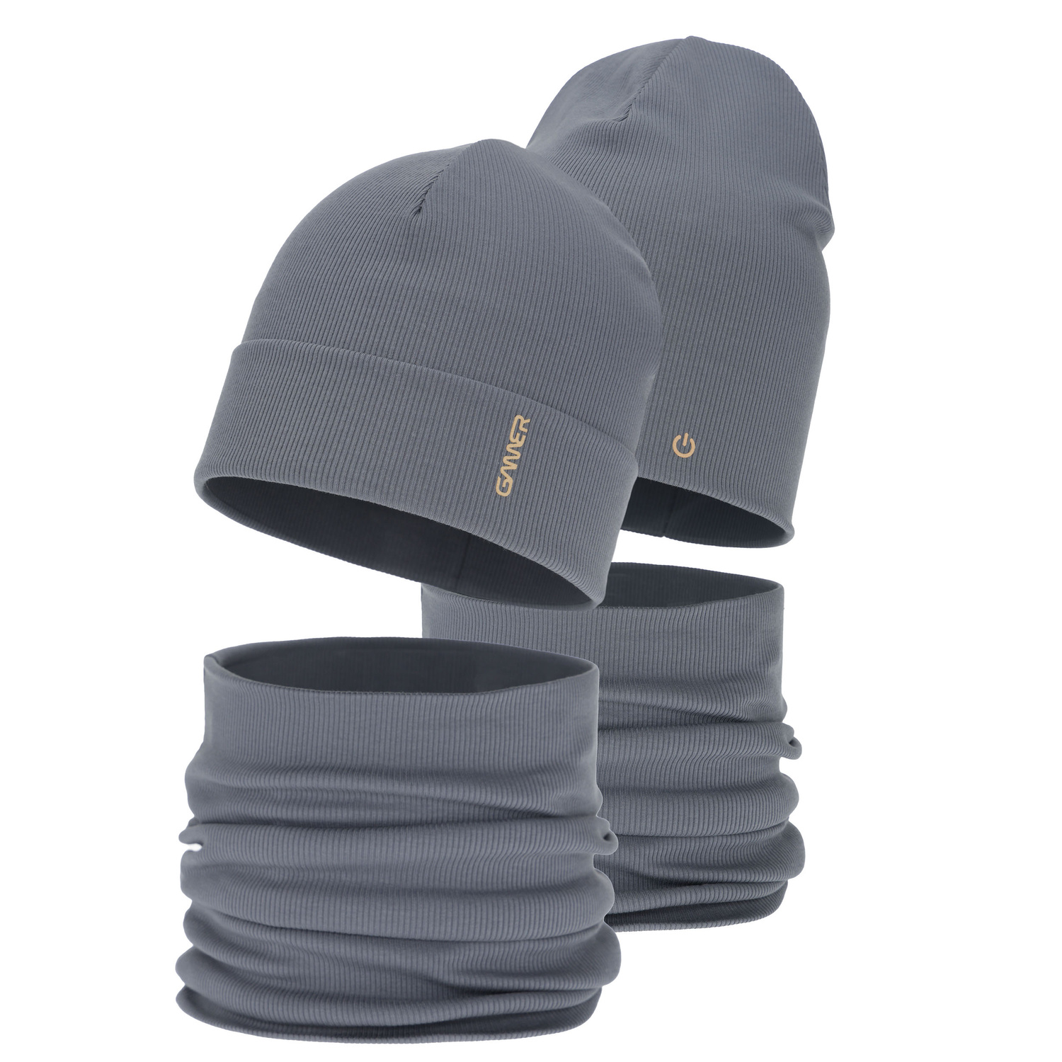 Set autunno/primavera bambino (berretto e scaldacollo), grigio, cotone, Desider