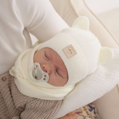 Set invernale bambina: berretto e sciarpa, bianco, Antola