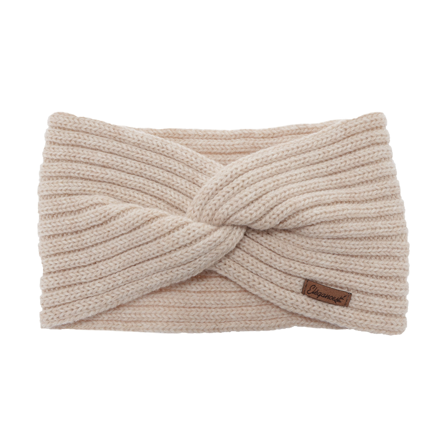Fascia per capelli invernale donna, beige chiaro, 100% Lana Merino, Veka