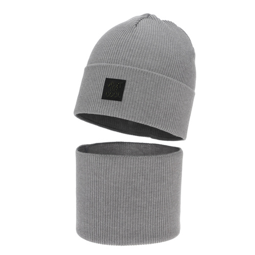 Set autunno/primavera bambino: berretto e scaldacollo, con cotone, grigio chiaro, Jonas