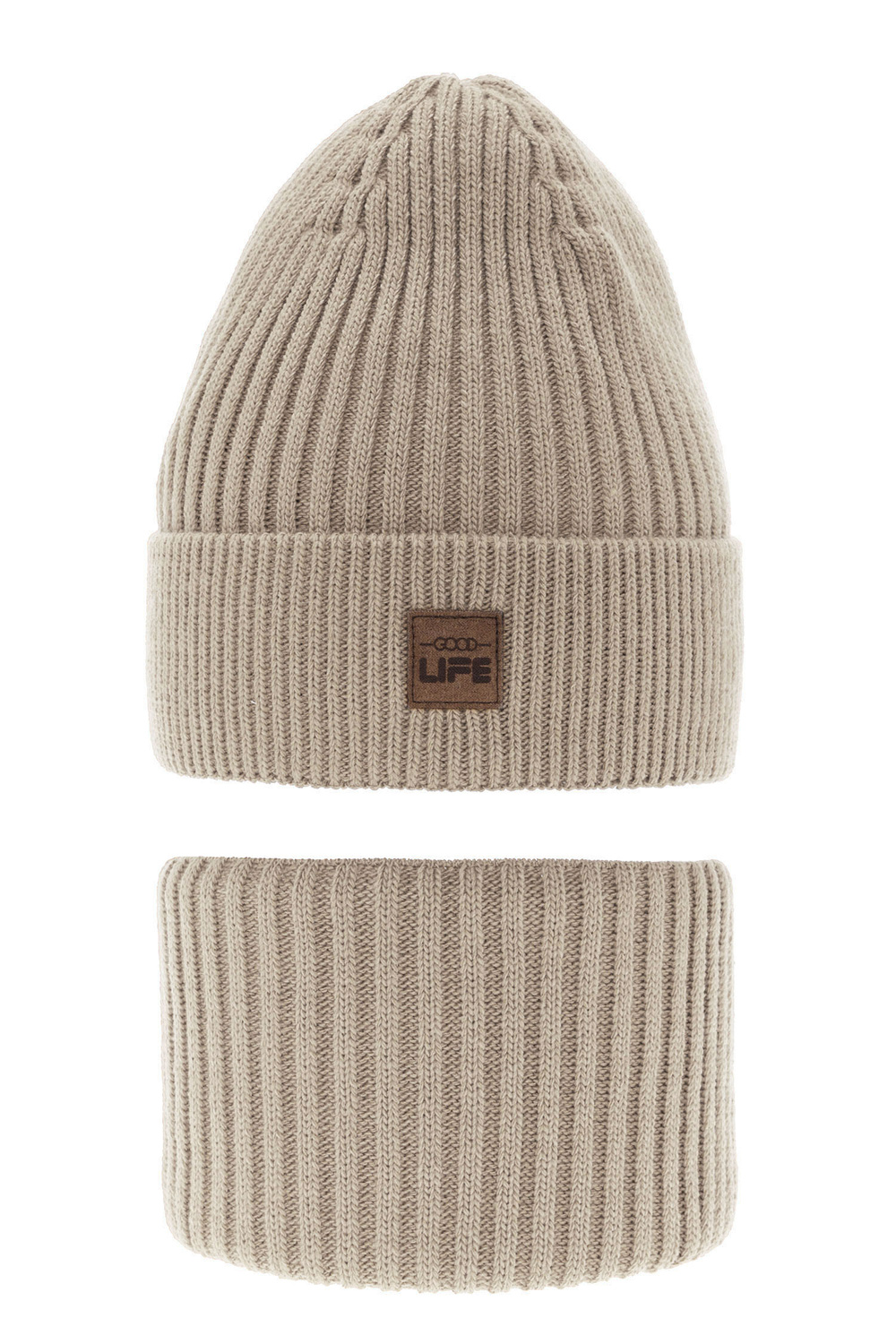 Set invernale bambino: berretto e scaldacollo, beige, Basilio