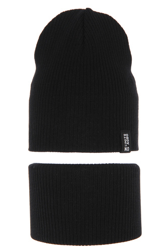 Set autunno/primavera bambino: berretto e scaldacollo, con cotone, nero, Tunis