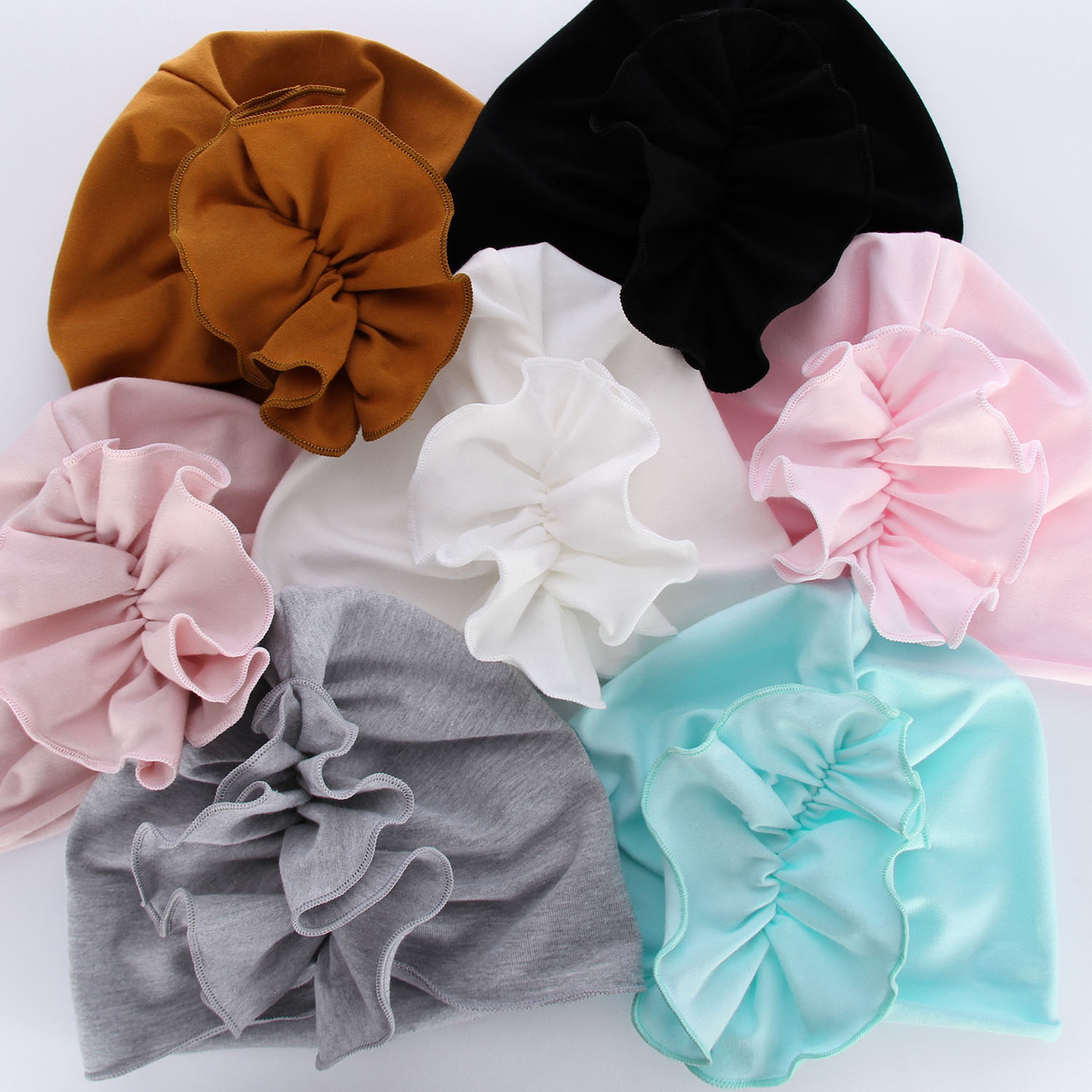 Berretto autunno/primavera bambina, limone, in cotone, con arricciatura decorativa, Werka