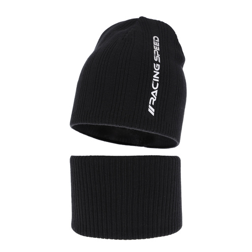 Set autunno/primavera bambino: berretto e scaldacollo, con cotone, nero, Kolorado