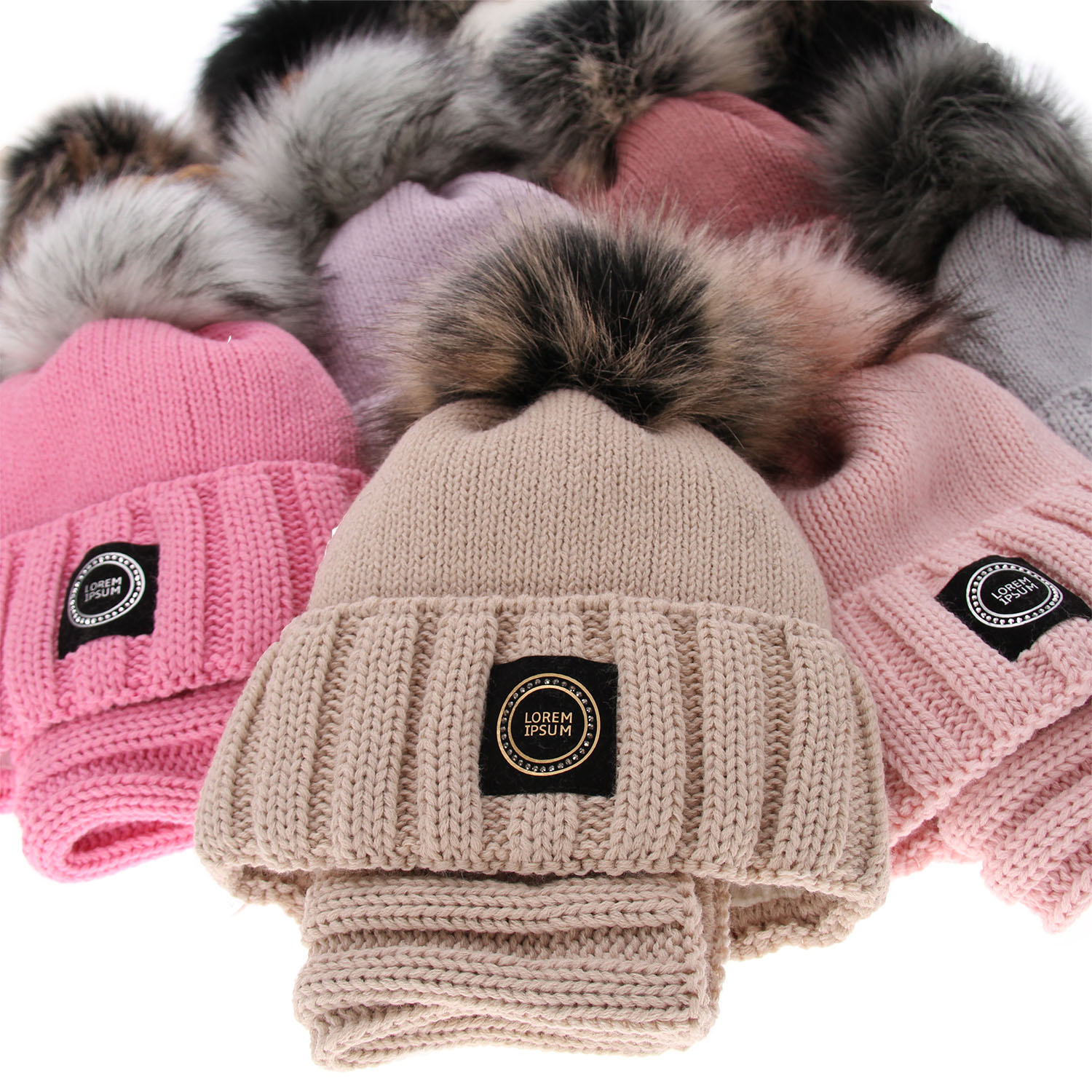 Set invernale bambina: berretto e scaldacollo, marrone, con pompon, Hendi