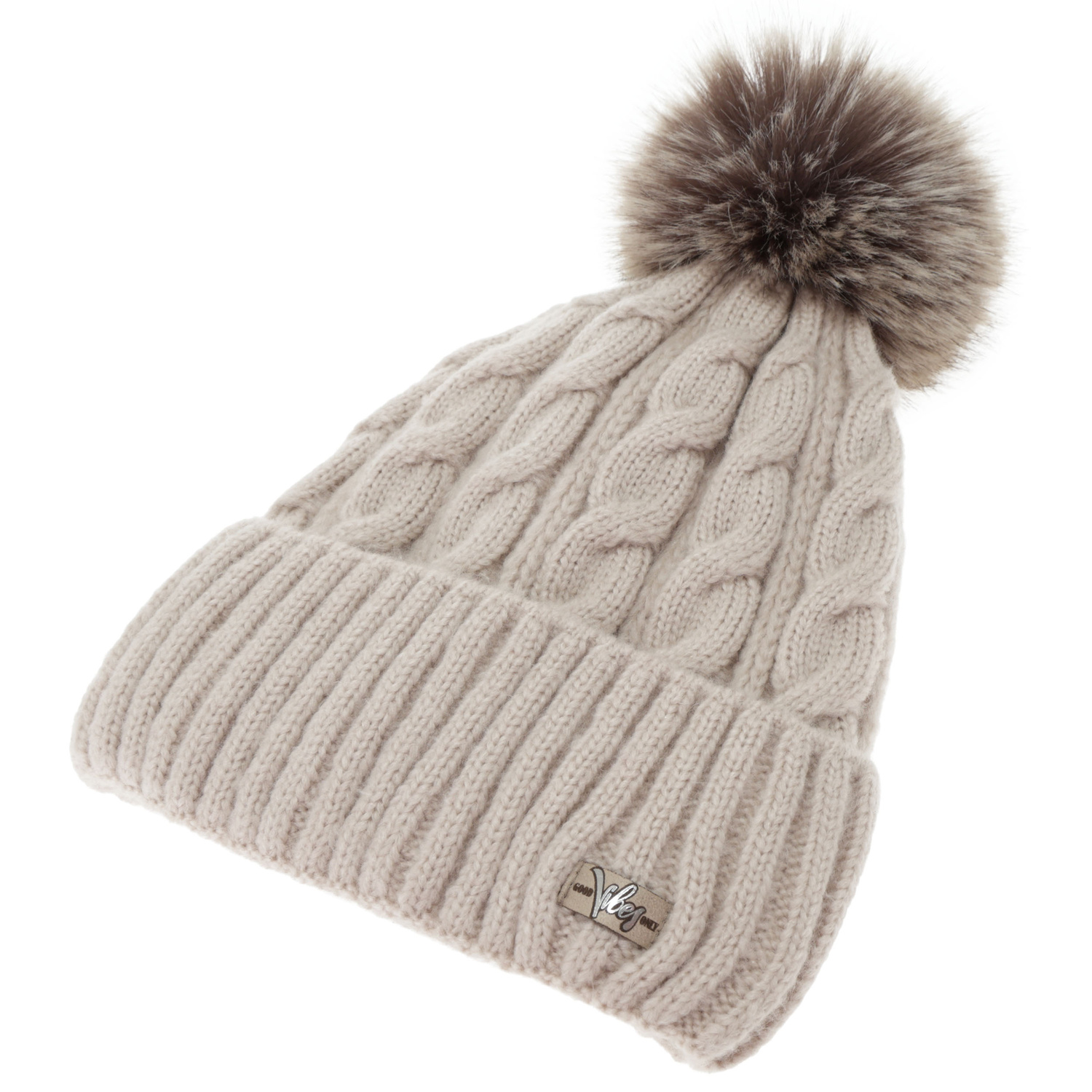 Set invernale donna: berretto e sciarpa, beige, Lunetta