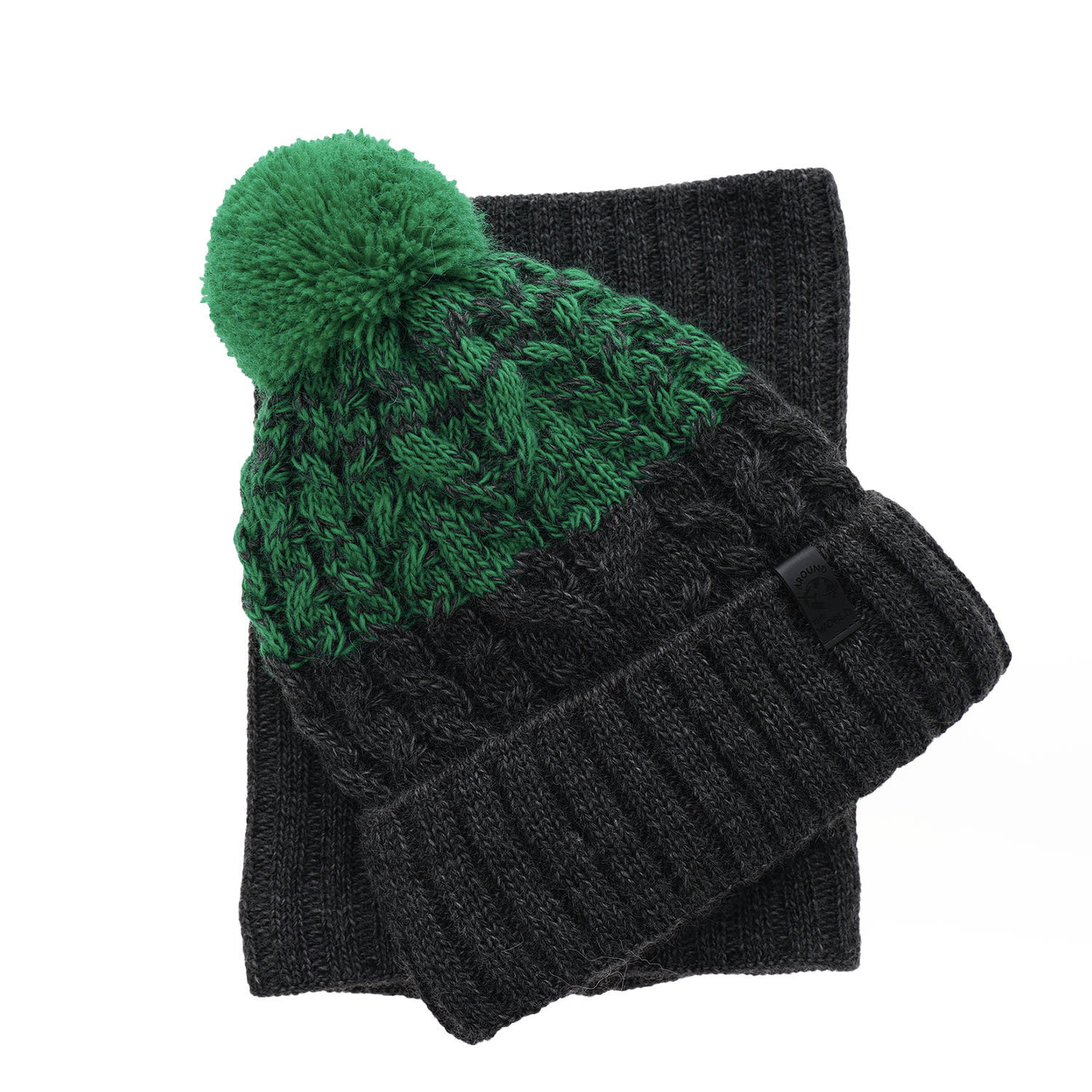 Set invernale bambino: berretto e scaldacollo, nero, con pompon, Travis