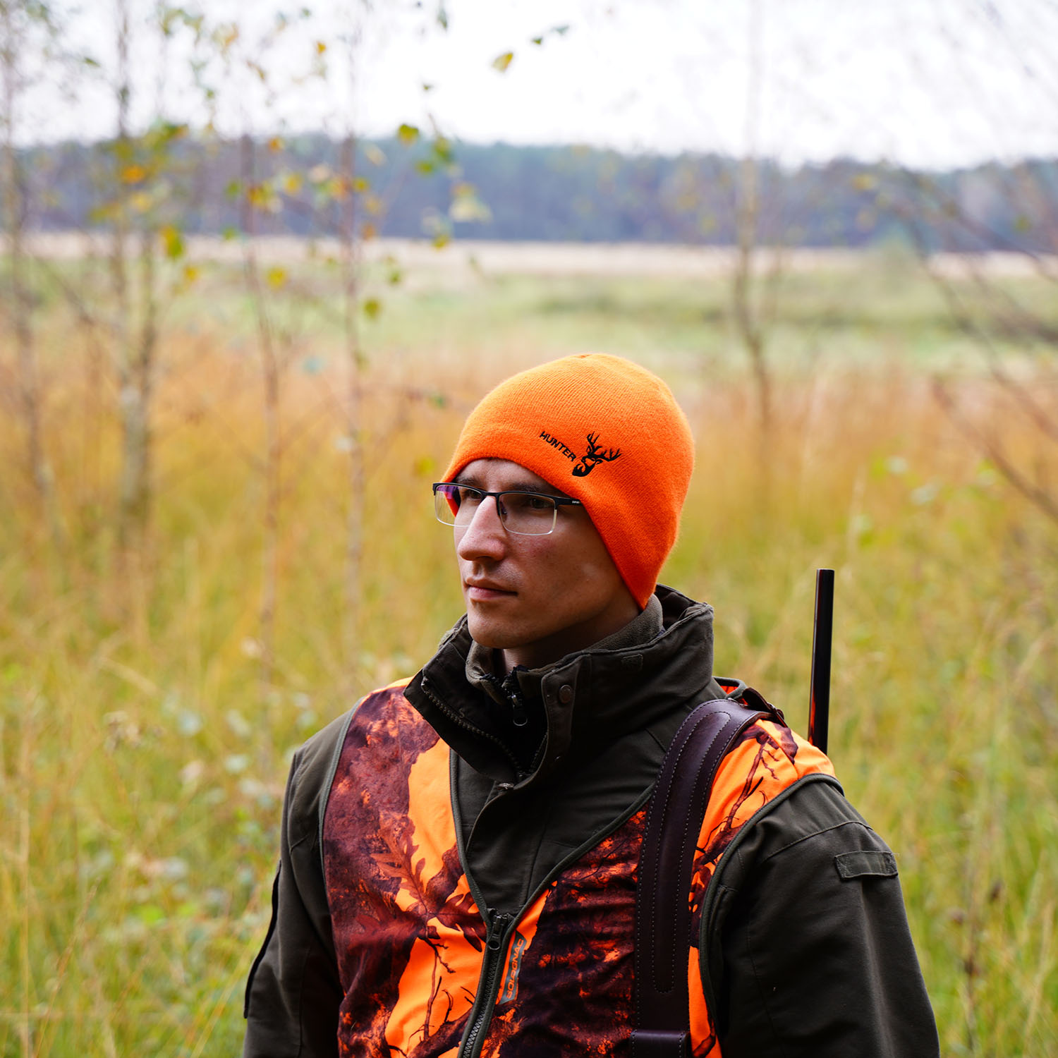 Berretto invernale uomo, arancione, berretto da caccia, Hunter