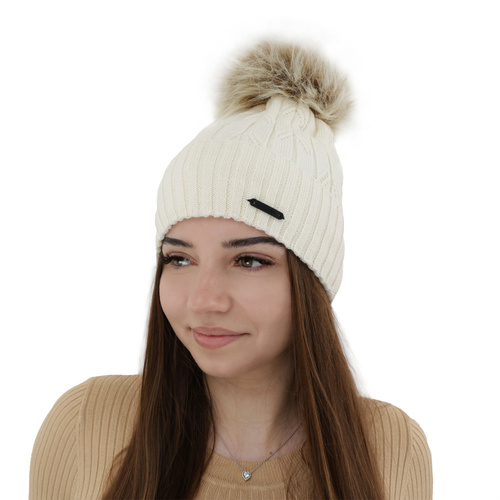 Berretto invernale donna, crema, 100% Lana Merino, Talaria