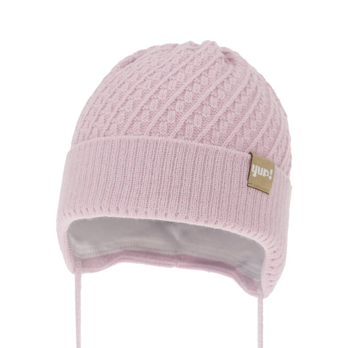 Berretto autunno/primavera bambina, lilla, con lacci, Dafia