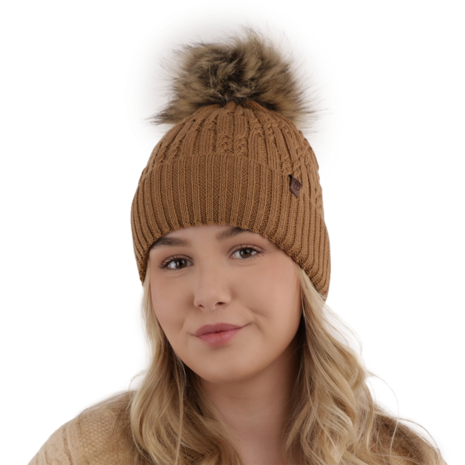 Berretto invernale donna, smeraldo, 100% Lana Merino, Larida