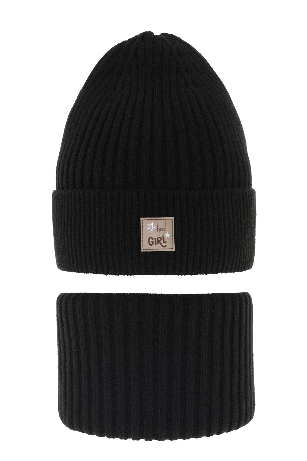 Set invernale bambina: berretto e scaldacollo, nero, Georgina