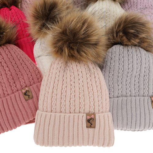 Set invernale bambina: berretto e scaldacollo, rosso, con pompon, Larina