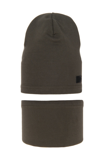 Set autunno/primavera bambino: berretto e scaldacollo, khaki, cotone, Frizi