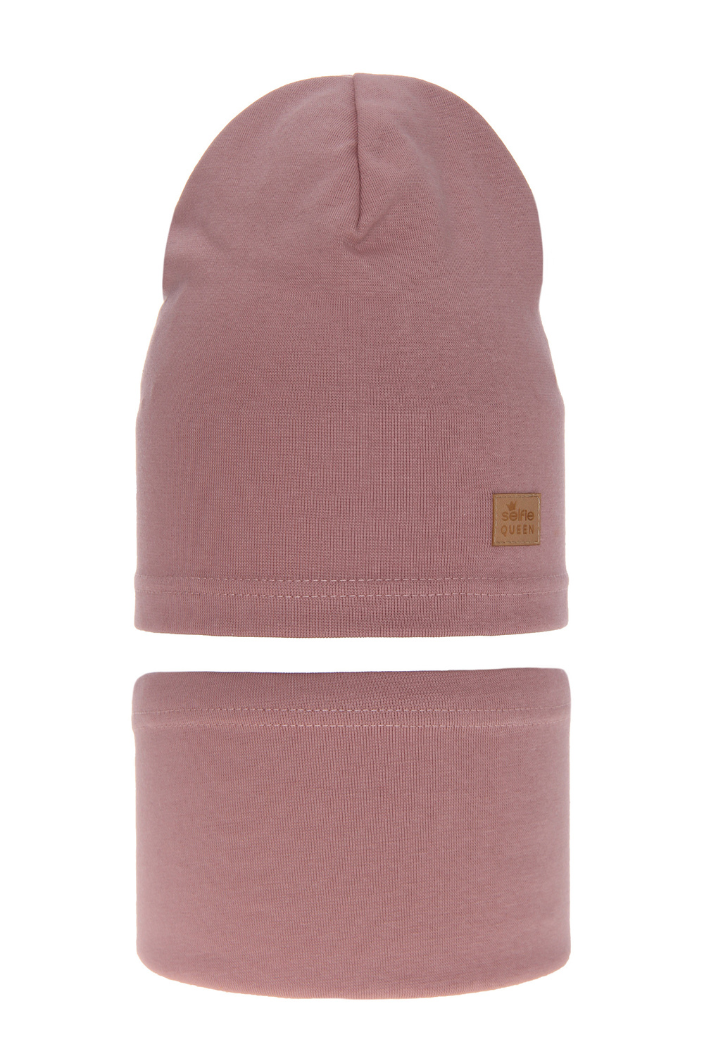 Set autunno/primavera bambina: berretto e scaldacollo, in cotone, lilla, Selfie