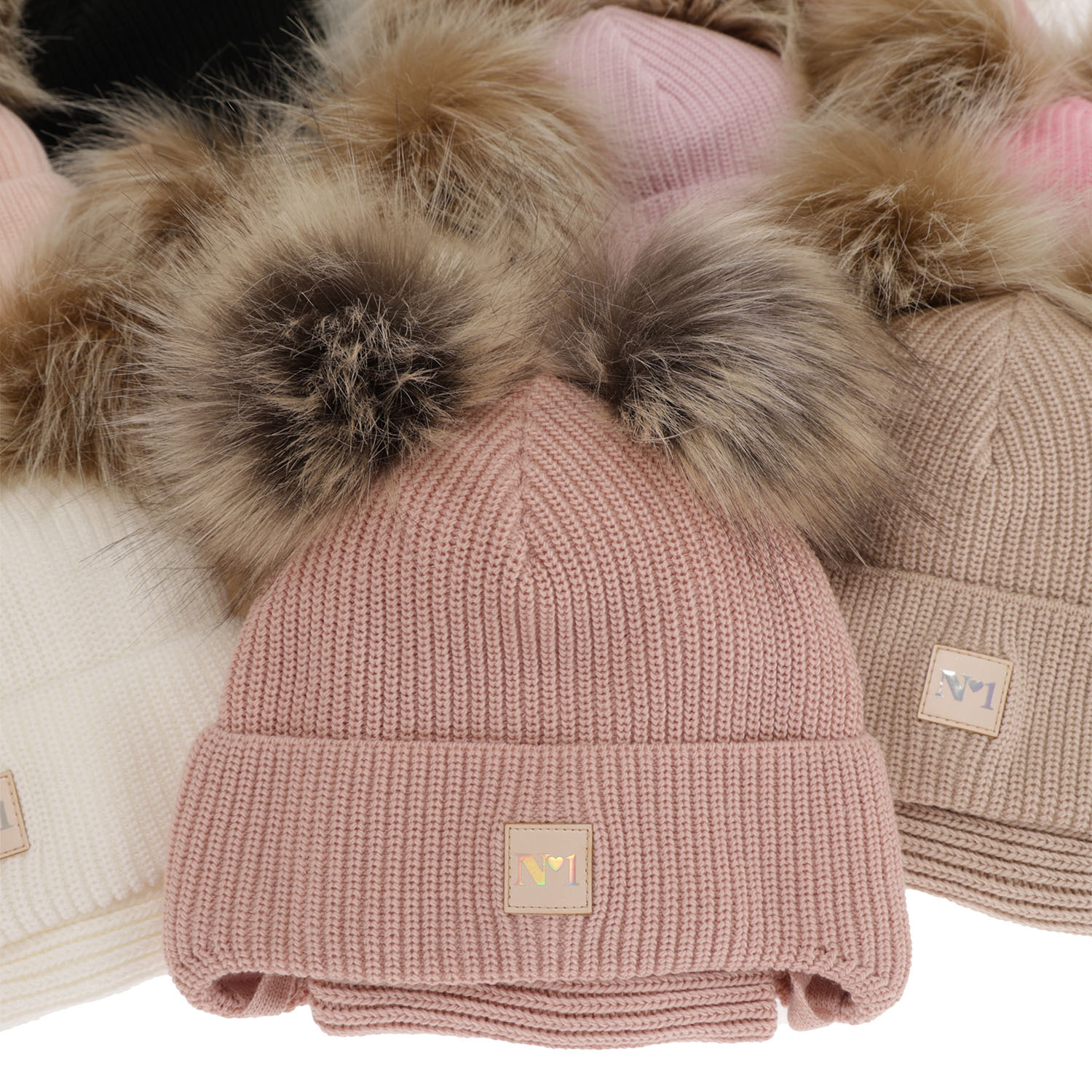 Set invernale bambina: berretto e scaldacollo, rosa, con due pon pon, con lacci, Kiara