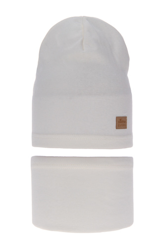 Set autunno/primavera bambina: berretto e scaldacollo, crema, cotone, Selfie