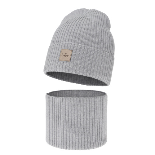Set autunno/primavera bambina: berretto e scaldacollo, grigio, 100% Lana Merino, Vanita