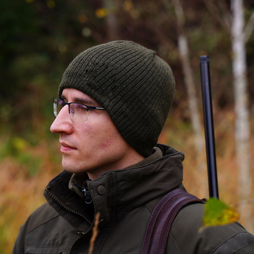 Berretto invernale uomo, marrone, 100% Lana Merino, Bird