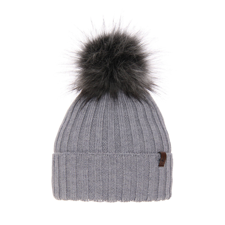 Berretto invernale donna, grigio, 100% Lana Merino, Texa