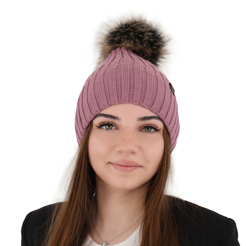 Berretto invernale donna, viola, 100% Lana Merino, Texa